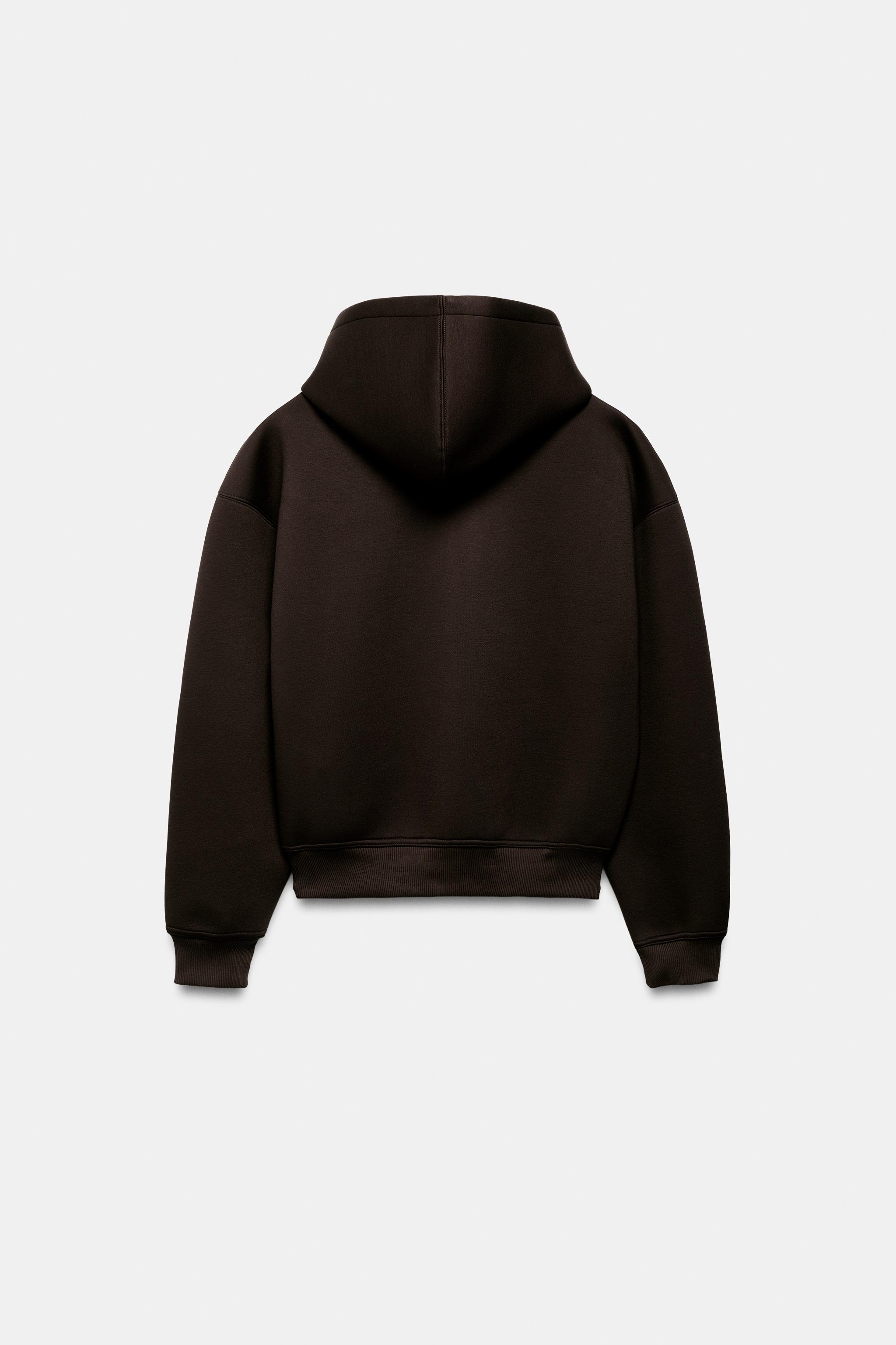 SENTETİK KAUÇUK KUMAŞ GÖRÜNÜMLÜ KAPÜŞONLU SWEATSHIRT - Görsel 7