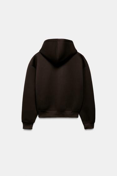 SWEAT À CAPUCHE EFFET NÉOPRÈNE - Chocolat de Zara - Image 6