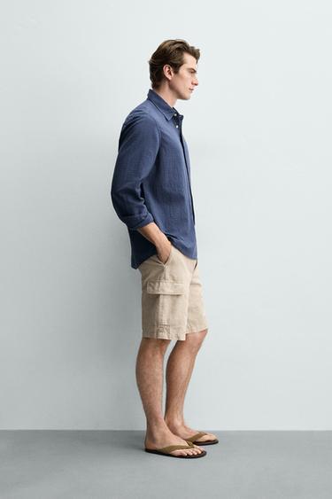 SHORT CARGO COTON ET LIN - Beige clair de Zara - Image 3