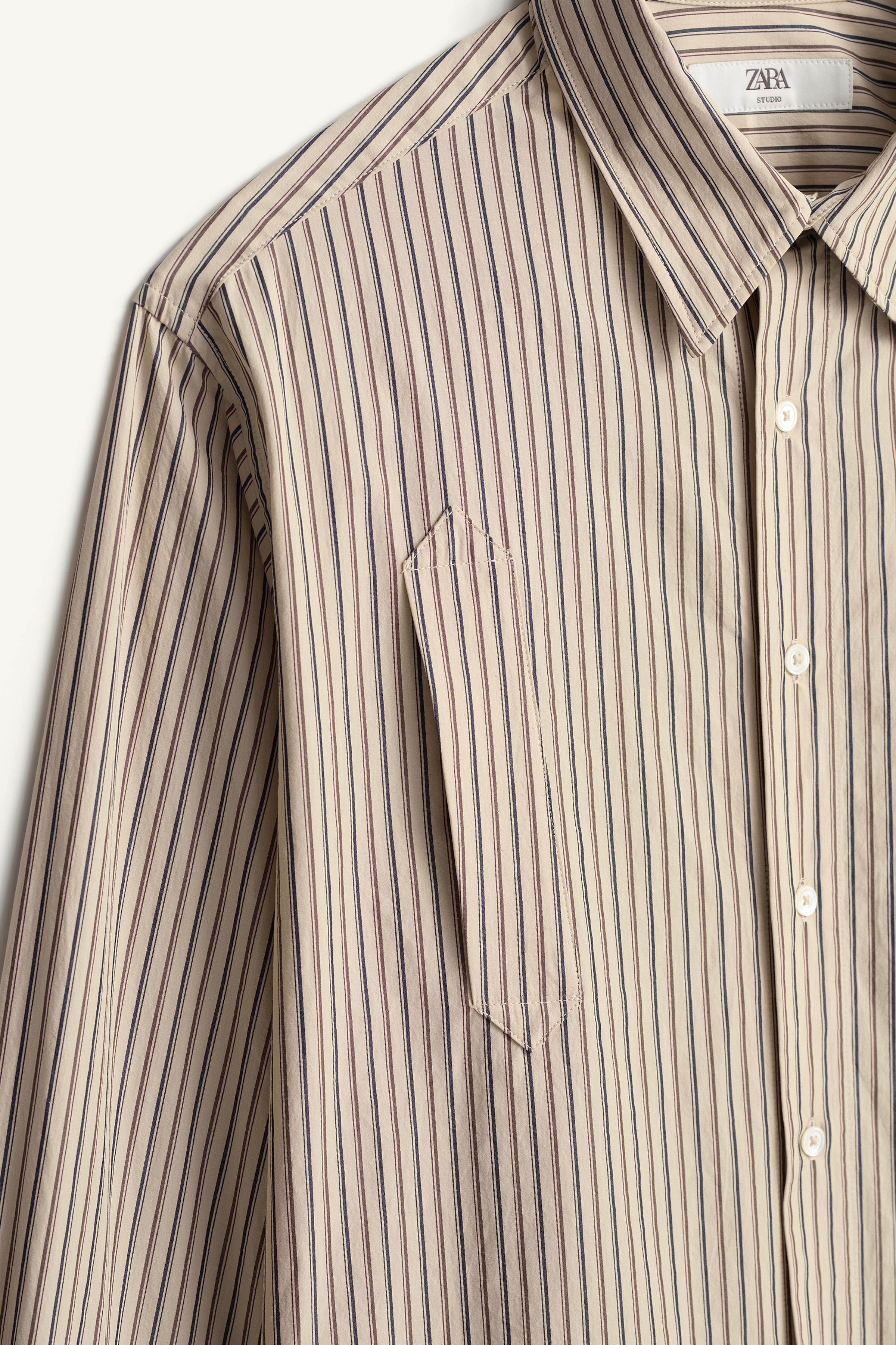 RELAXED-FIT COMBINED STRIPE SHIRT