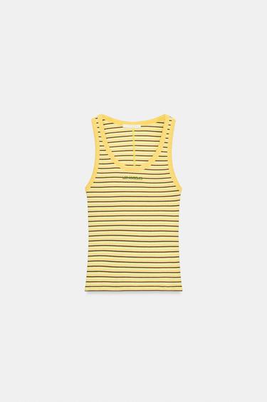 STRIPED TOP WITH CONTRAST TEXT - Blue/White by Zara - Image 3