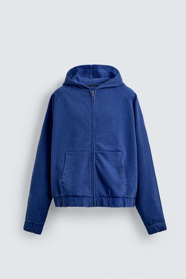 ХУДИ BOXY FIT С КАПЮШОНОМ — ЯРКО-СИНИЙ от Zara