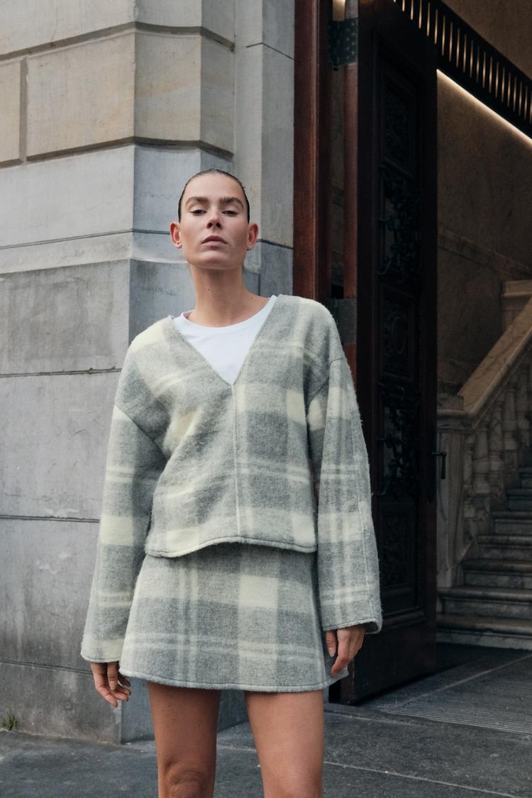 Cuadros Blanco Y Faldas De Cuadros Grises Falda Pantalón Mini Para