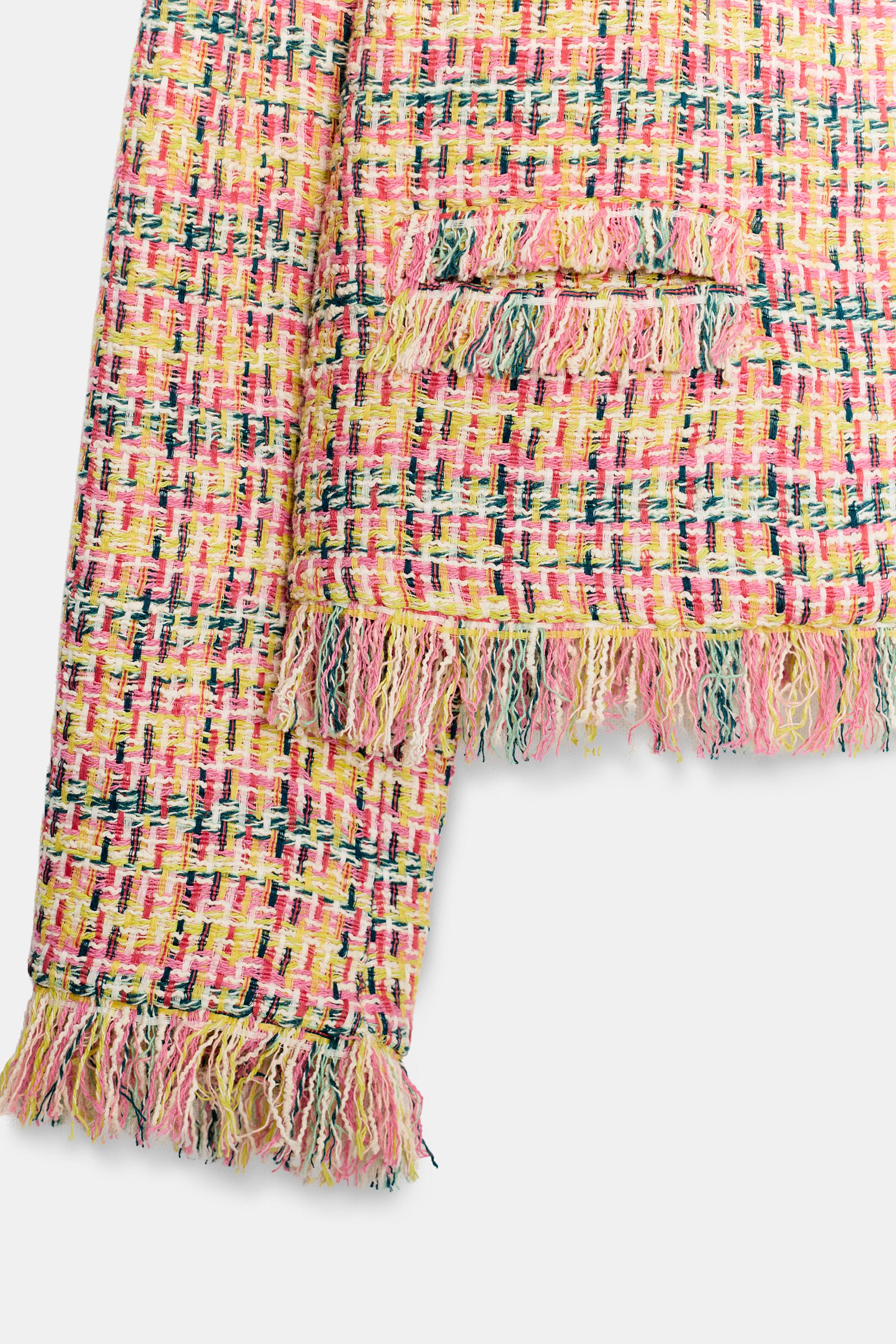 Женские пиджаки Zara TEXTURED FRINGE BLAZER — фото 11