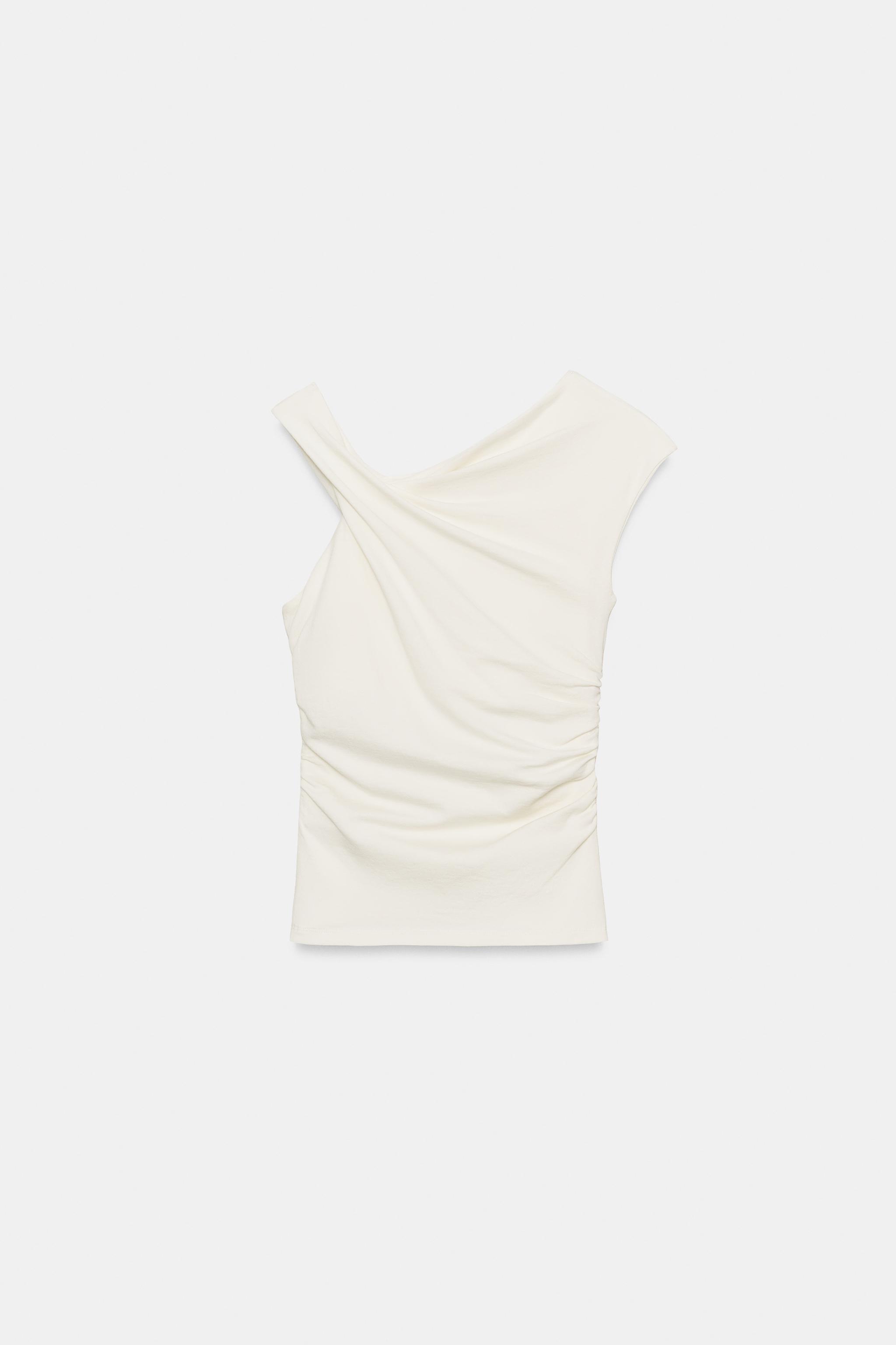 ASİMETRİK DRAPE DETAYLI T-SHIRT - Görsel 7