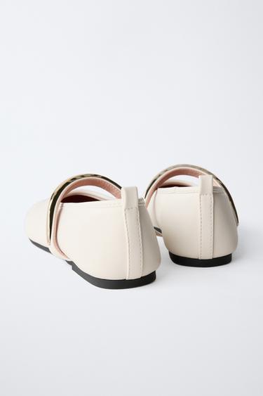 BALLERINA SHOES WITH METAL STRAP - Ecru White by Zara - Image 4