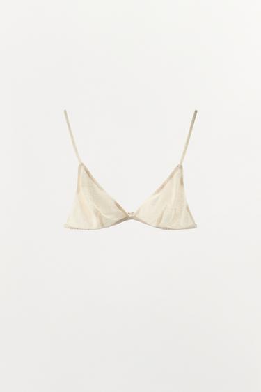 BASIC LINEN BRA - Light ecru by Zara