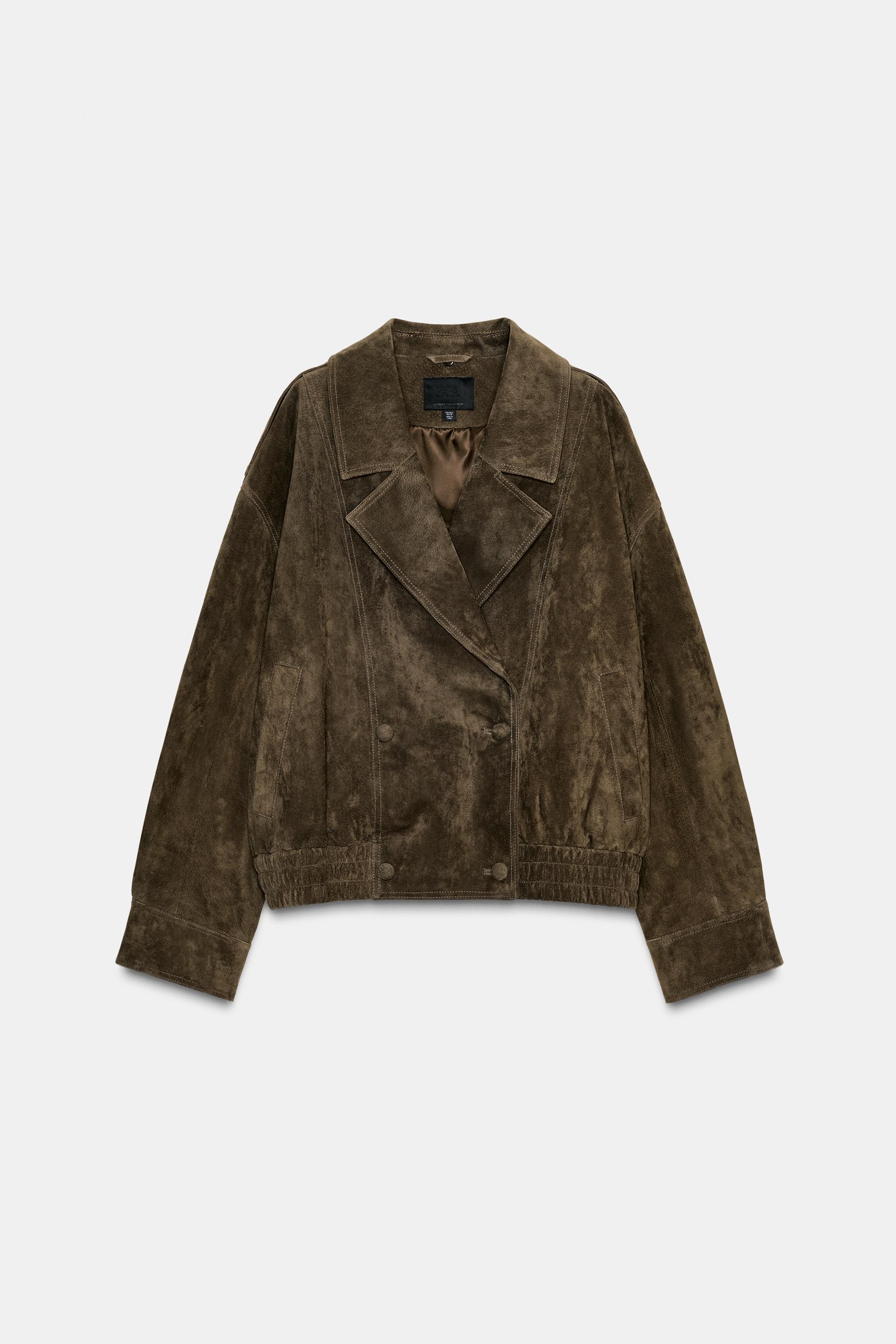 100% FUR SUEDE LEATHER JACKET - Khaki | ZARA United States