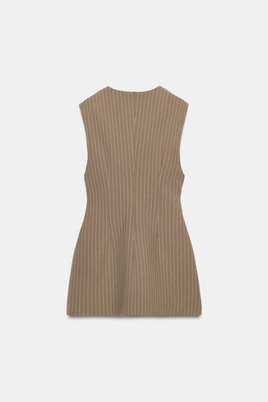 STRIPED SHORT DRESS - Light tan by Zara - Image 7
