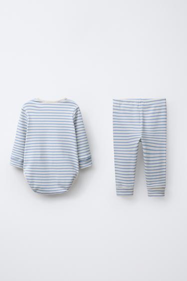 ENSEMBLE BODY ET LEGGING À RAYURES - Bleu clair de Zara - Image 1
