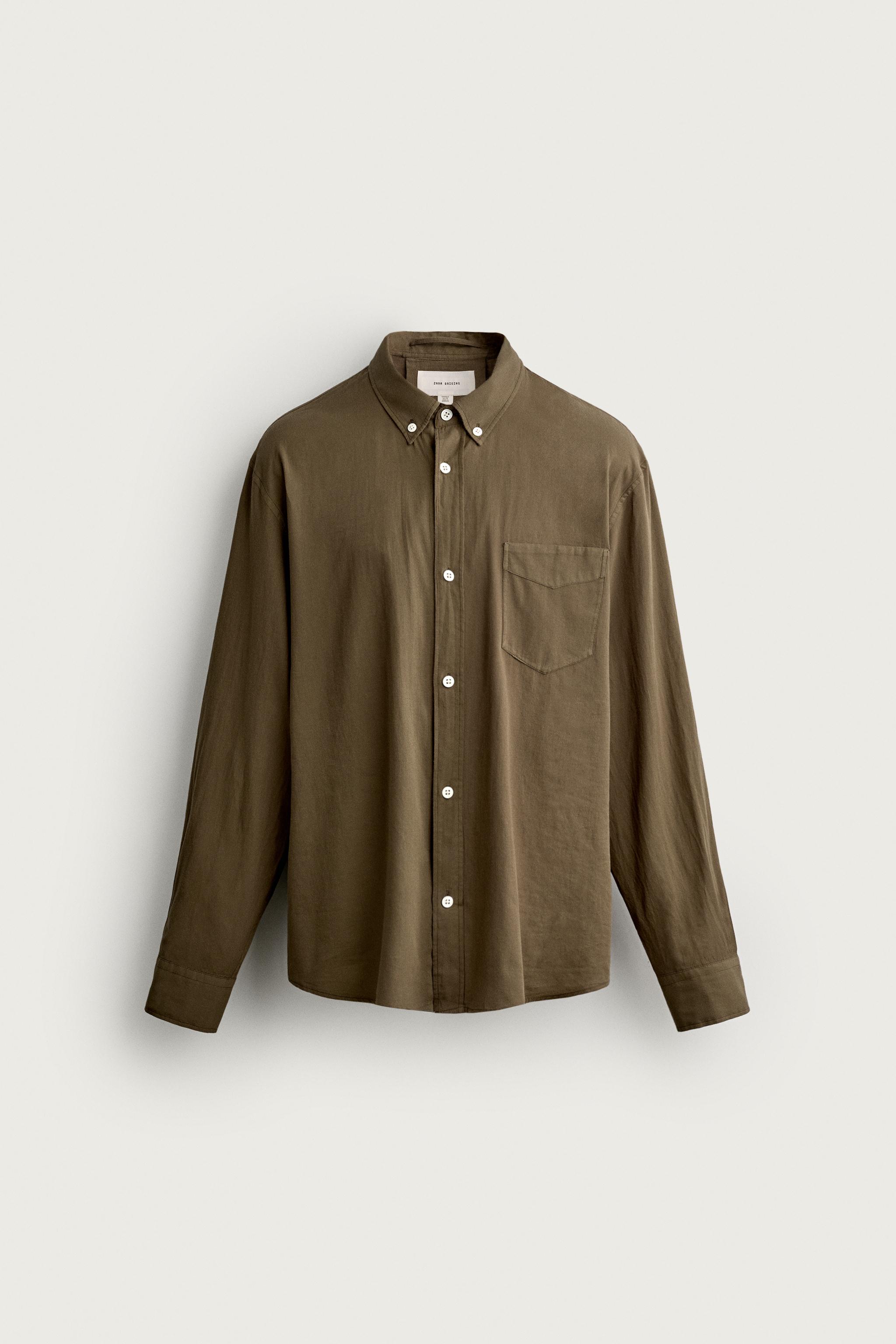 COTTON VOILE SHIRT — Brown