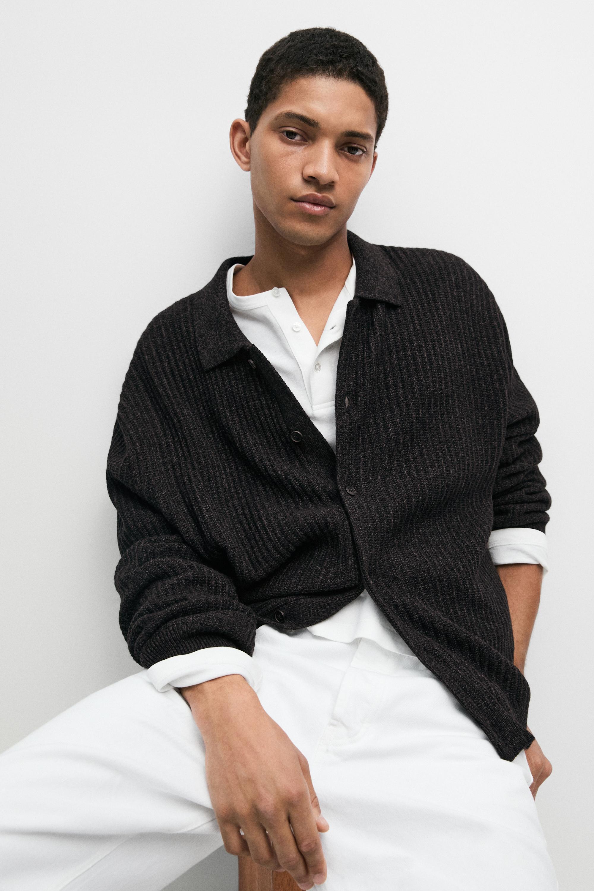 Knit cotton and wool blend cardigan with buttons