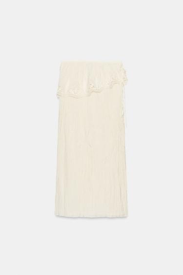 ZW COLLECTION EMBROIDERED SASH MIDI SKIRT - Ecru by Zara - Image 4