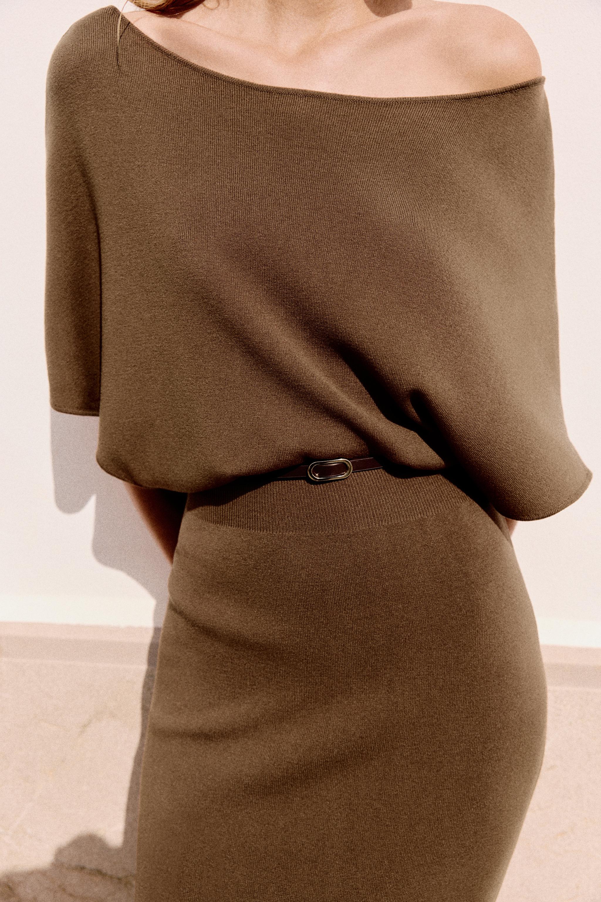 BELTED KNIT MIDI DRESS