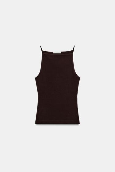 Zara STRAPPY TOP - Brown