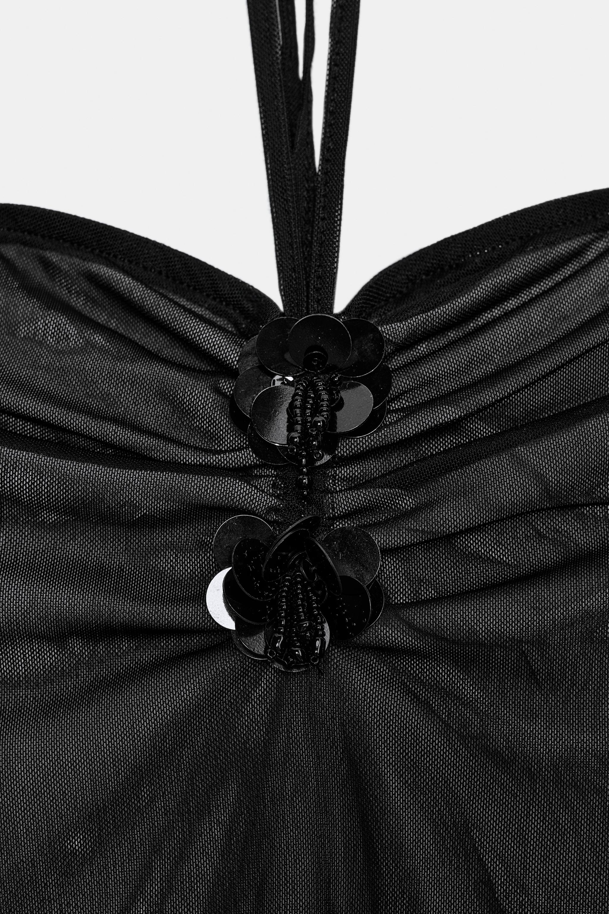 HALTER TULLE FLOWER TOP