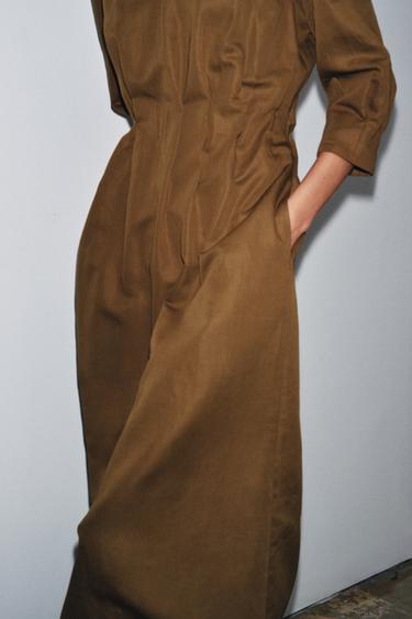 ZW COLLECTION PLEATED MIDI DRESS - Ochre by Zara - Image 2