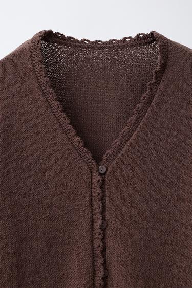 GILET EN MAILLE ONDULÉE - Marron de Zara - Image 2