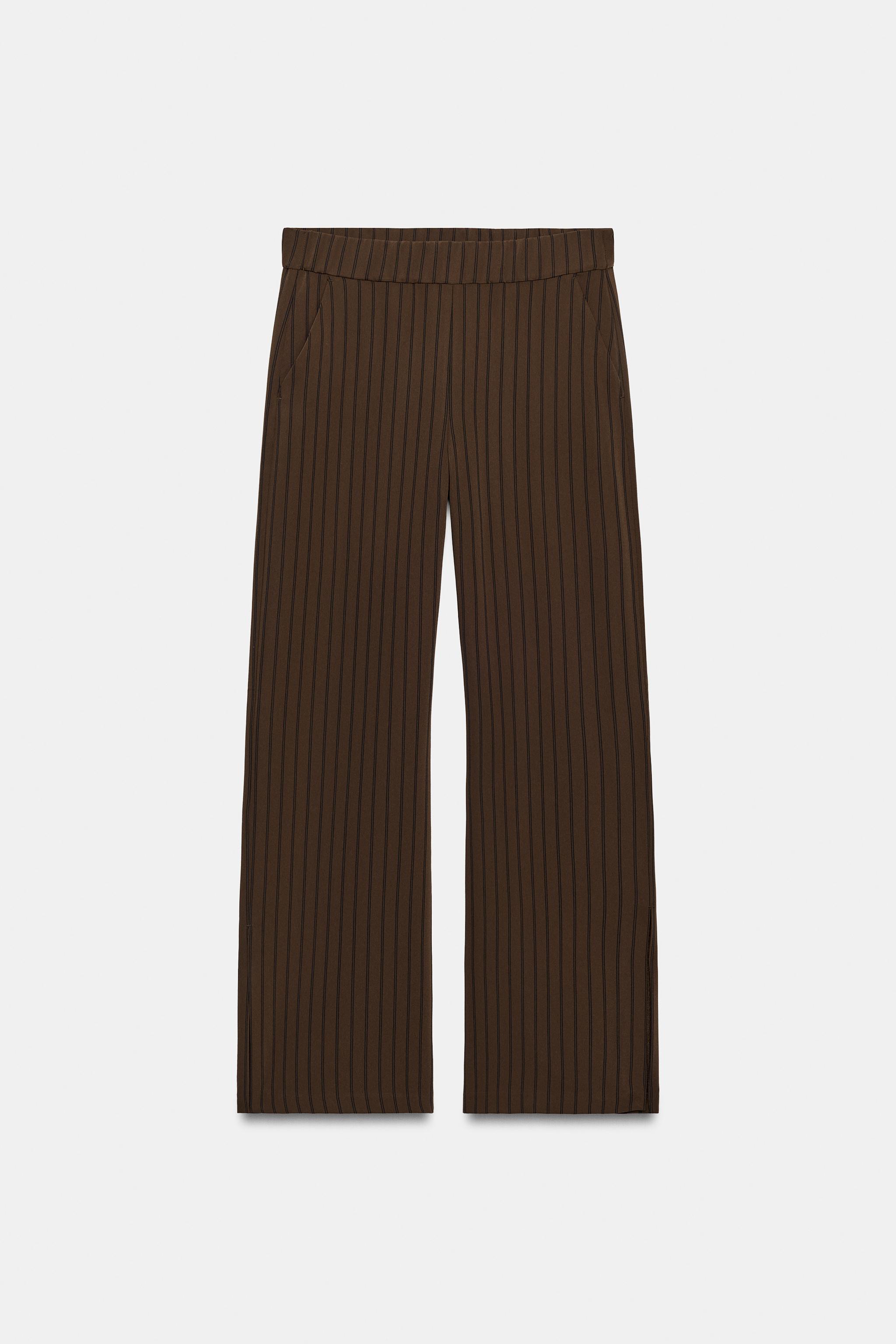 YAN YIRTMAÇLI ÇİZGİLİ PANTOLON - Brown Stripes | ZARA Türkiye / Turkey