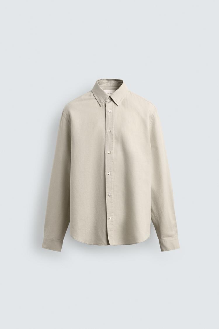 ZARA REGULAR FIT HEMP-COTTON SHIRT