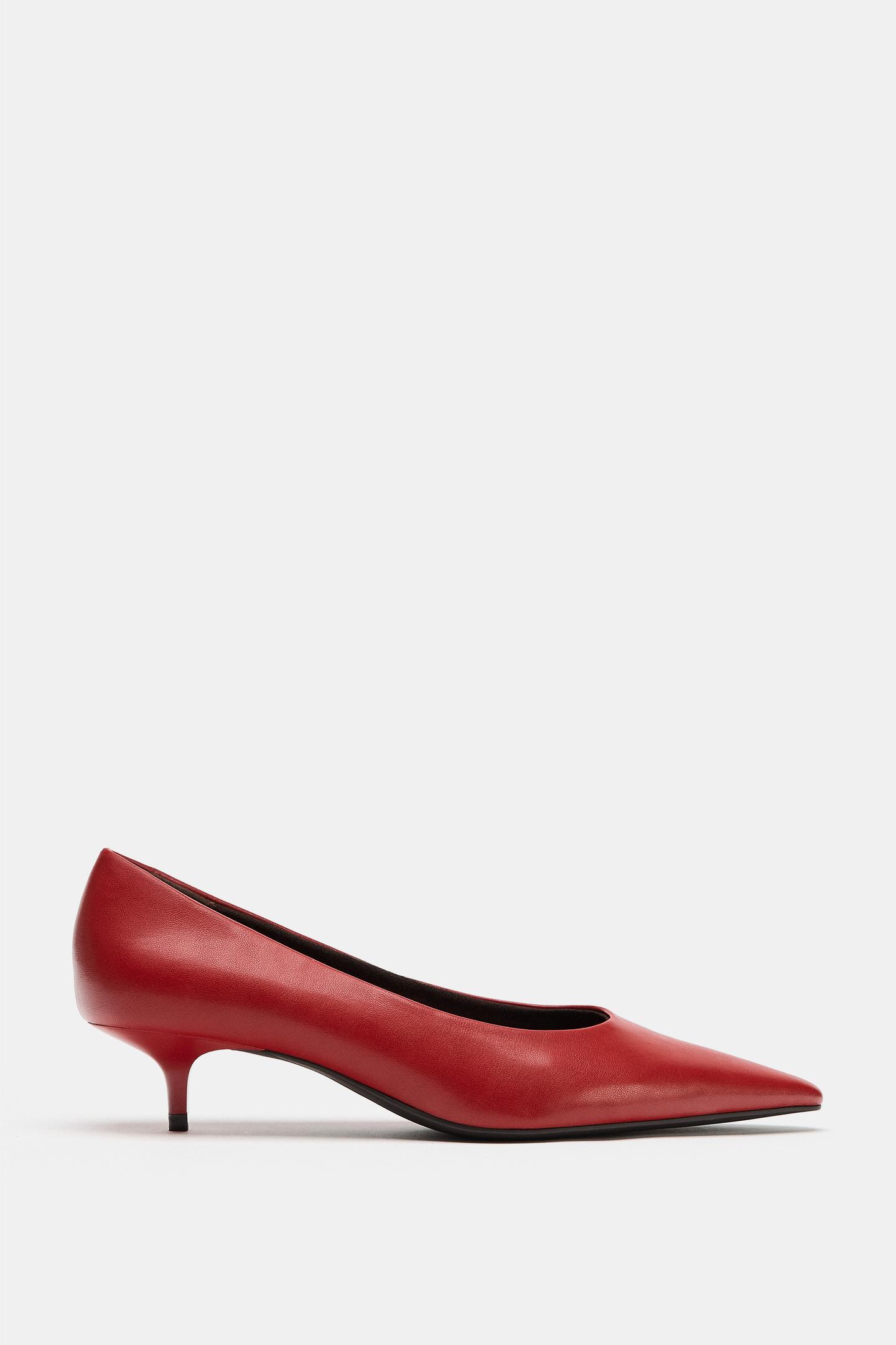 Женские туфли Zara Pointed Kitten Heel, цвет: Красный — фото 3