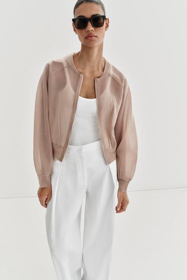 BOMBER EN MAILLE - Beige rosé de Zara - Image 1