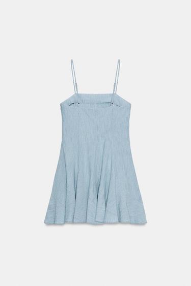 TRF DENIM MINI DRESS WITH GORES - Light blue by Zara - Image 5