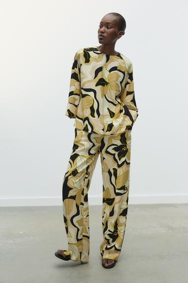 WEITE HOSE MIT PRINT - Bunt von Zara