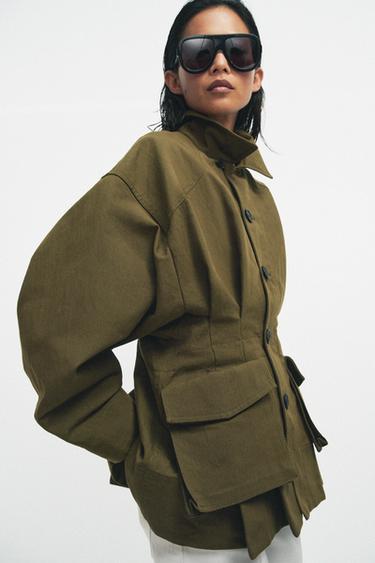 VESTE À POCHES ZW COLLECTION - Kaki de Zara - Image 6