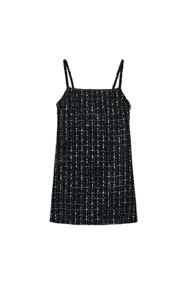 SHORT METALLIC THREAD STRUCTURED DRESS - Black / Ecru by Zara