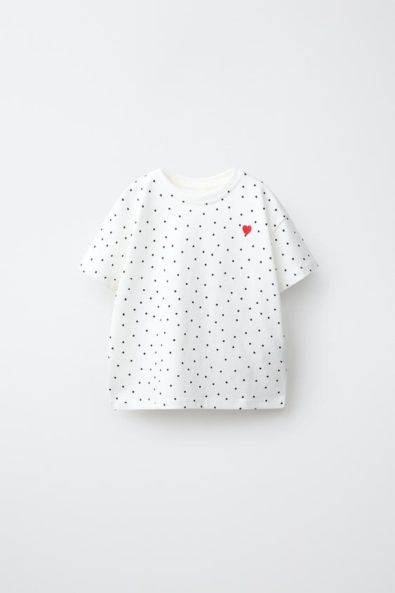 EMBROIDERED HEART T-SHIRT - Black / White by Zara - Image 0