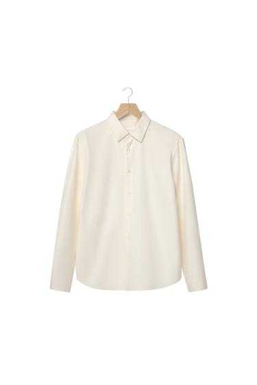 CAMISA ALGODÓN - LANA - Blanco roto de Zara