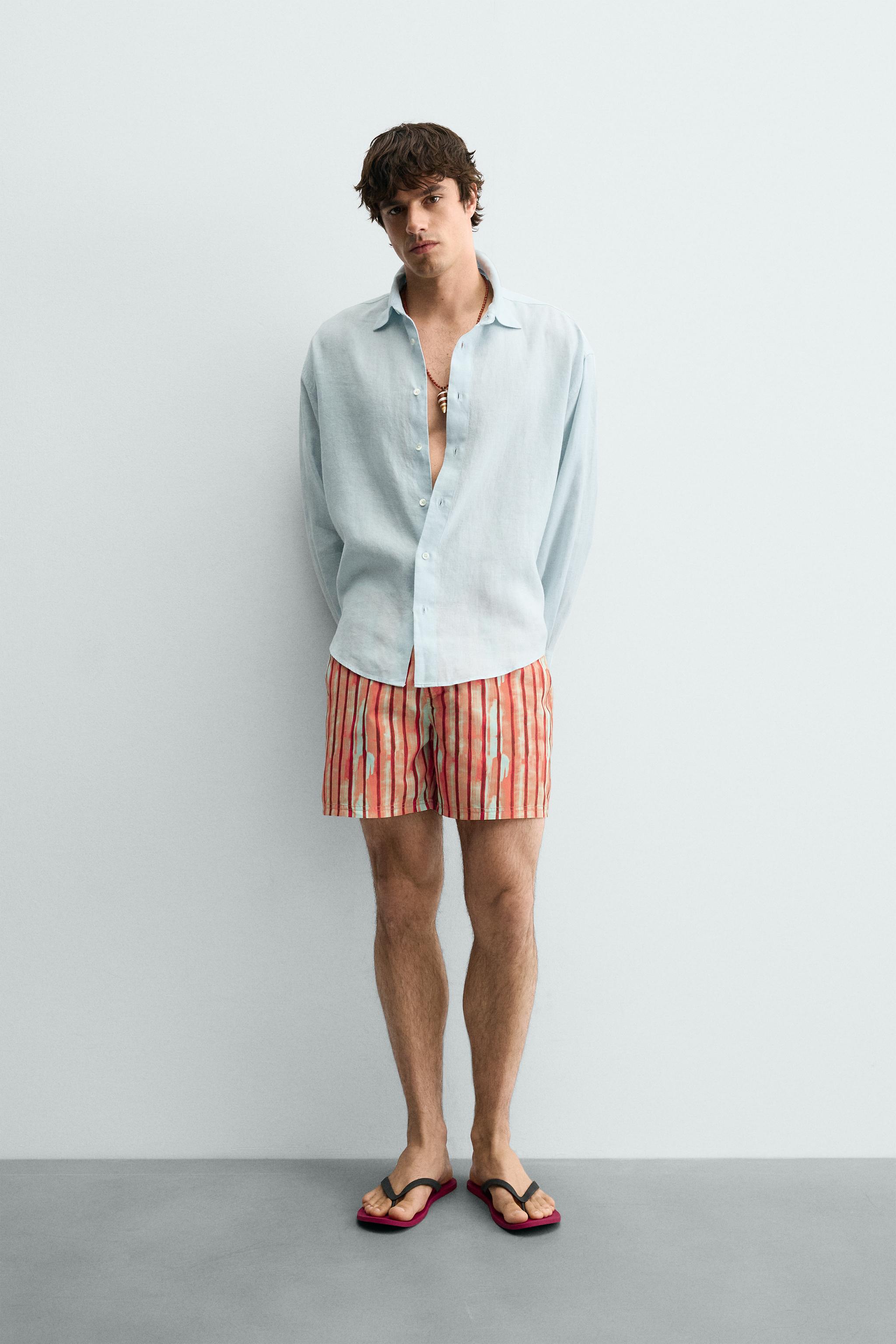 MAILLOT DE BAIN MI-LONG À RAYURES