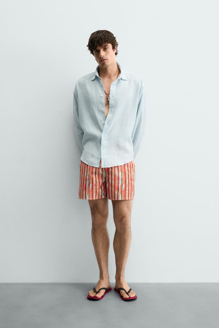 ZARA STRIPED SWIMMING TRUNKS