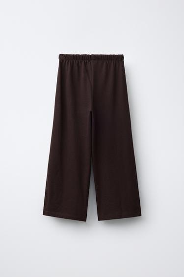 CONJUNTO CAMISETA Y PANTALÓN WIDE LEG LISOS - Marrón de Zara