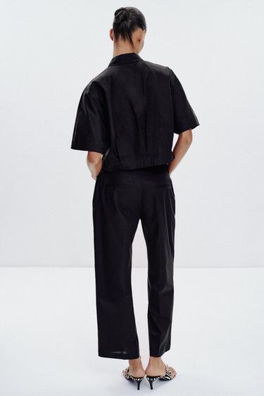 PANTALON À PINCES POPELINE - Noir de Zara - Image 5