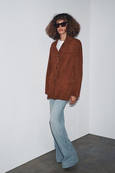 ZW COLLECTION LIMITED EDITION OVERSIZED SUEDE LEATHER BLAZER - Brown by Zara - Image 0