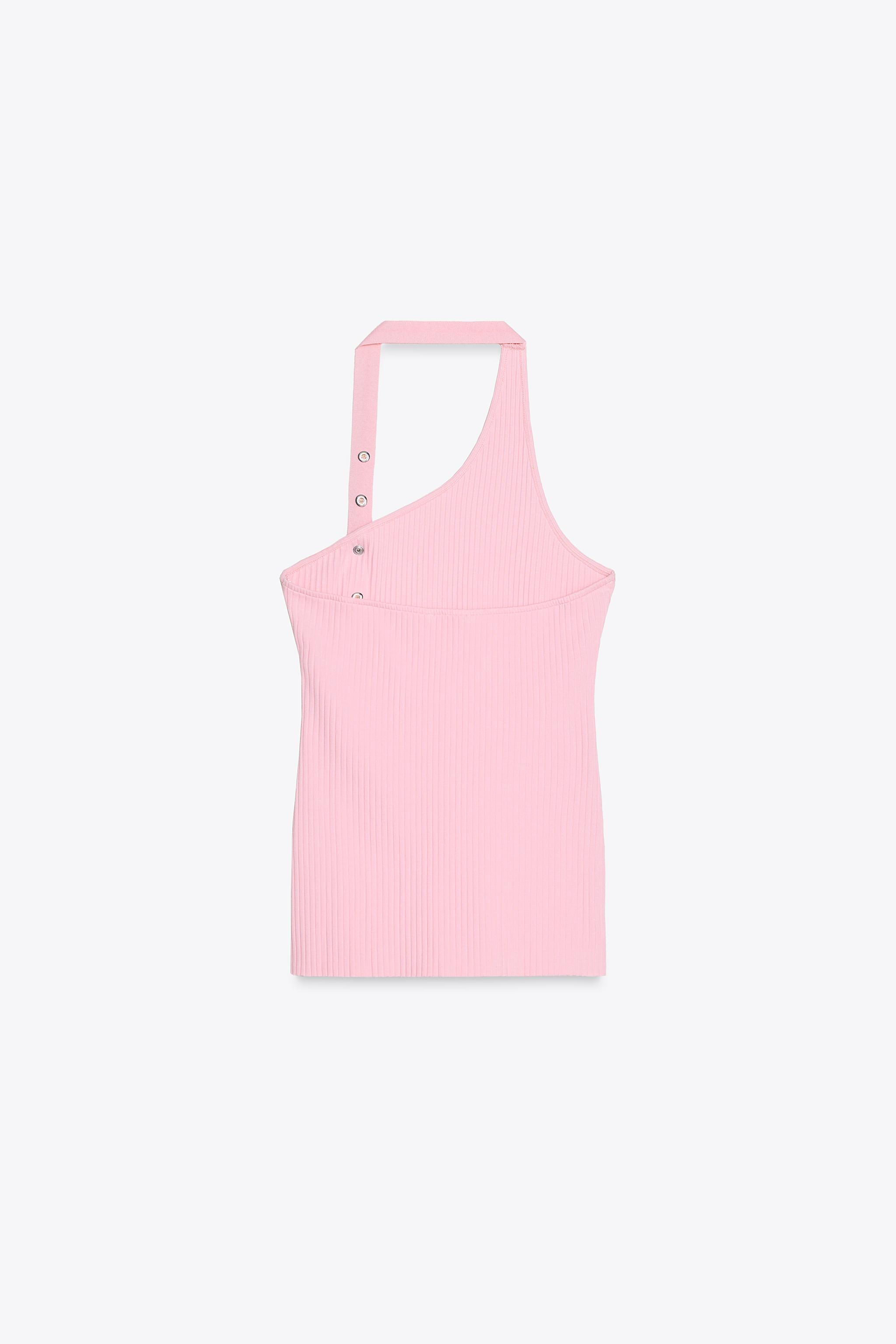 ASYMMETRICAL RIBBED TOP - Pink | ZARA United States