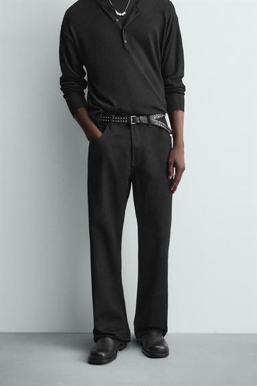Zara FLARE FIT JEANS WITH STUDS - Black