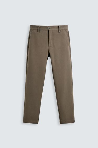 COMFORT TEXTURED TROUSERS - Mink by Zara