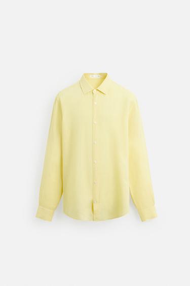 CAMISA 100 % LINO - Amarillo de Zara