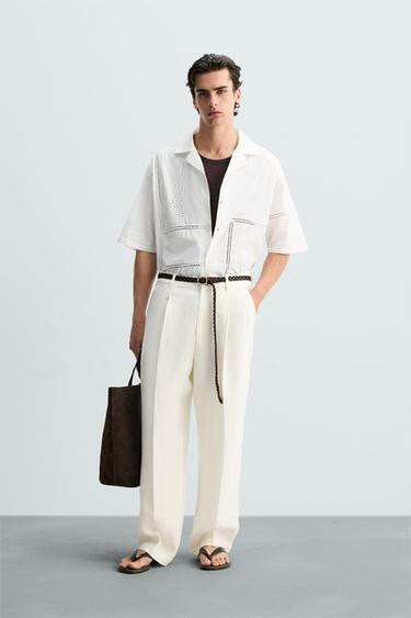 RELAXED FIT LACE INSERT SHIRT - White by Zara - Image 0