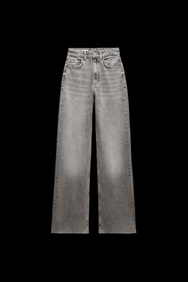 Zara FULL LENGTH TRF HIGH RISE WIDE LEG JEANS - Light gray - Image 0