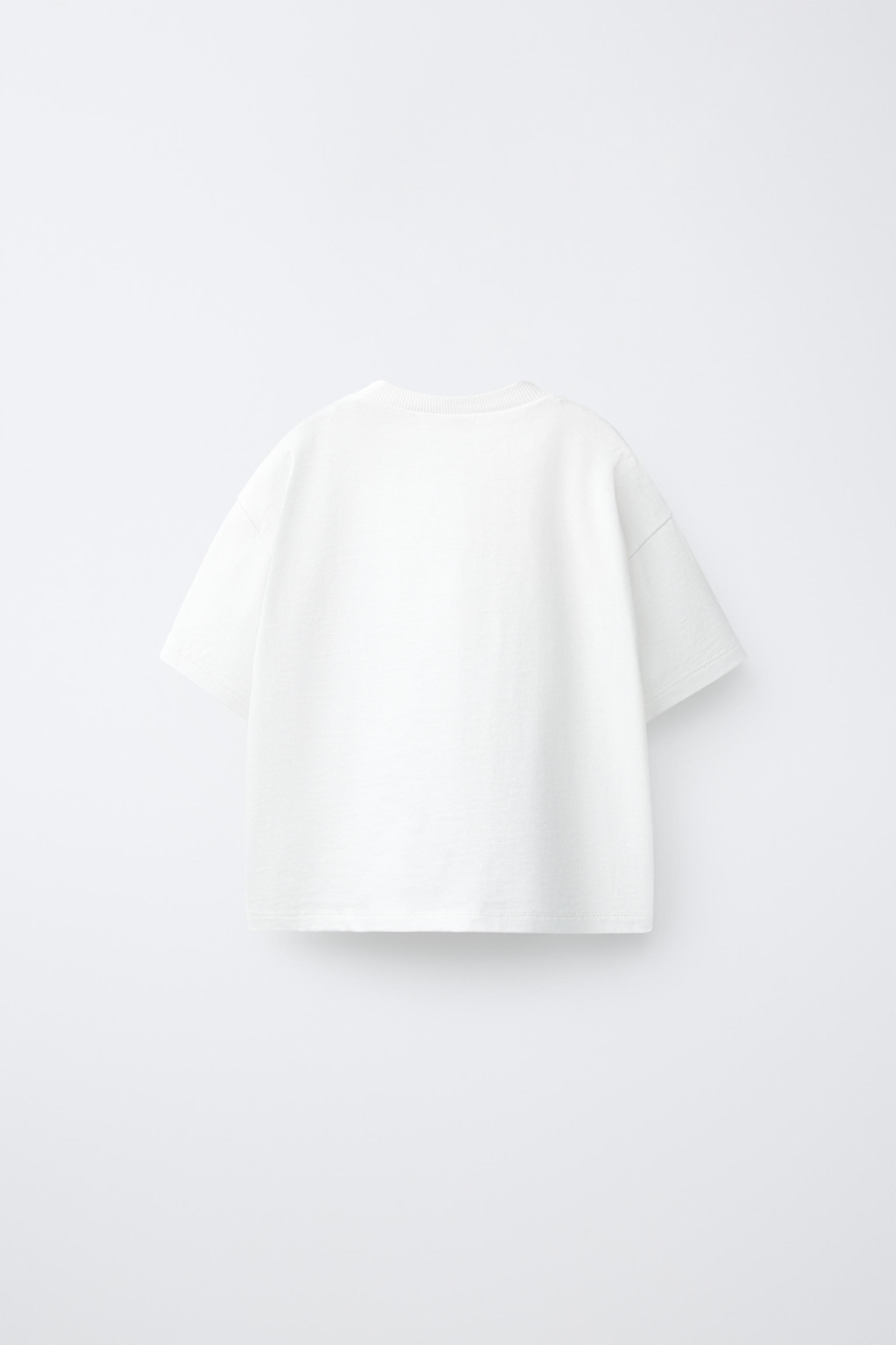 CROCHET PATCH T-SHIRT — Oyster-white
