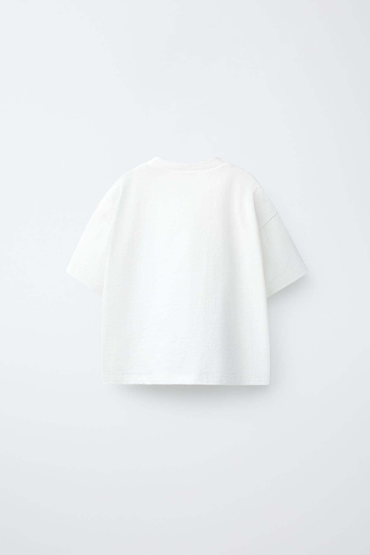 CROCHET PATCH T-SHIRT — Oyster-white