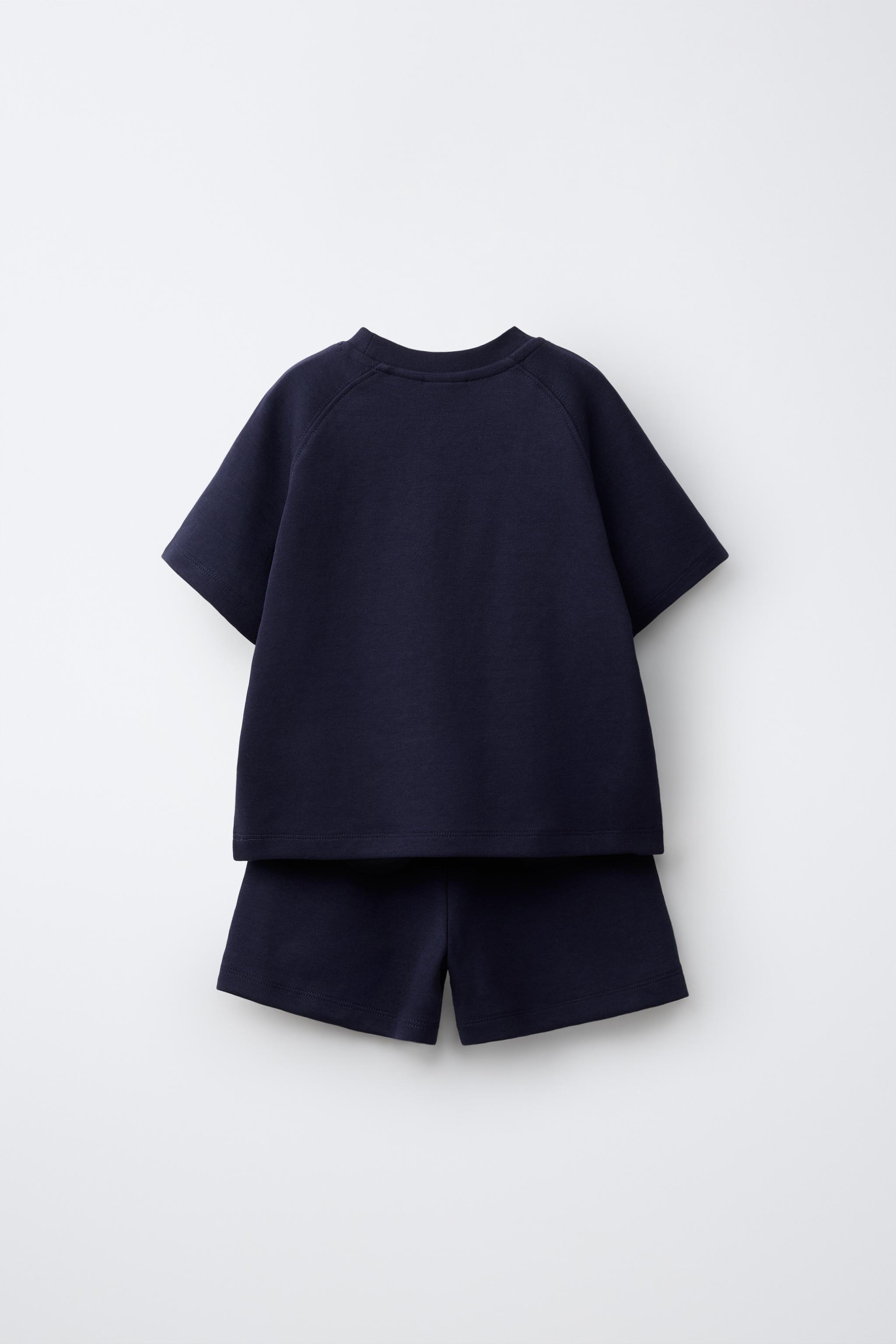 INTERLOCK T-SHIRT AND SHORTS JOGGING SET - Navy blue | ZARA Canada