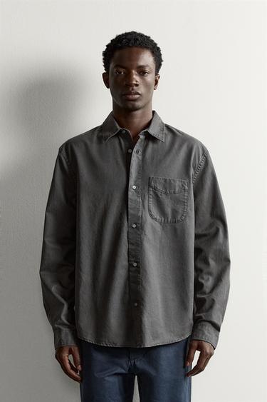 LYOCELL-COTTON REGULAR FIT SHIRT — Dark gray 2