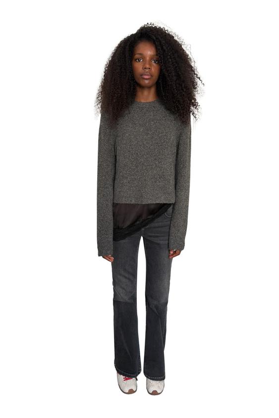 Zara LACE TRIM SWEATER - 994 - Image 0