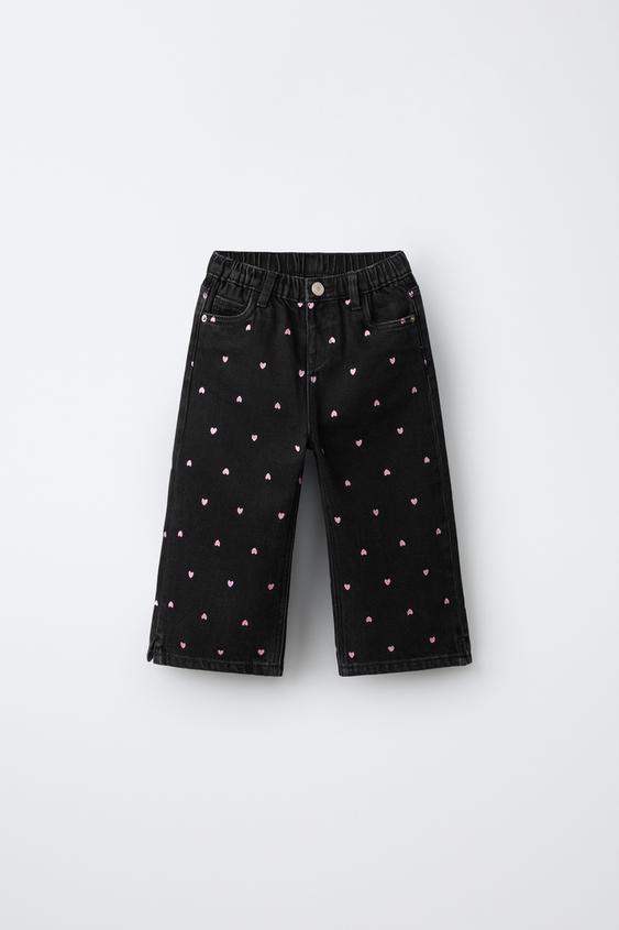 Zara TEKSAS SUKNJA-PANTALONE SA GLITER SRCIMA – Crna – Slika 0
