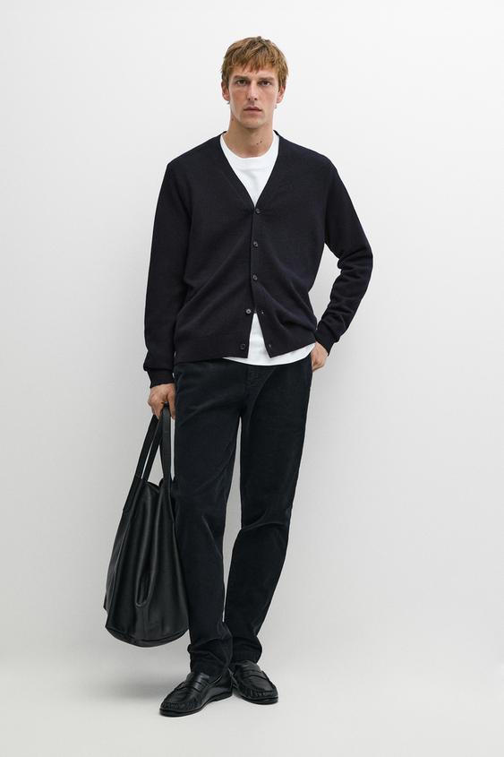 Zara 100% cashmere button-up knit cardigan - Navy blue - Image 0